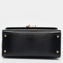 Pre Owned Dolce & Gabbana Black Lizard Embossed Leather Medium Miss Monica Top Handle Bag