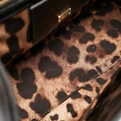 Pre Owned Dolce & Gabbana Black Lizard Embossed Leather Medium Miss Monica Top Handle Bag