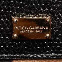 Pre Owned Dolce & Gabbana Black Lizard Embossed Leather Medium Miss Monica Top Handle Bag