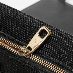 Pre Owned Dolce & Gabbana Black Lizard Embossed Leather Medium Miss Monica Top Handle Bag