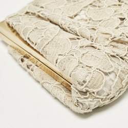 Dolce & Gabbana Beige Brocade Lace Frame Clutch