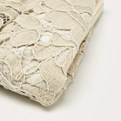 Dolce & Gabbana Beige Brocade Lace Frame Clutch