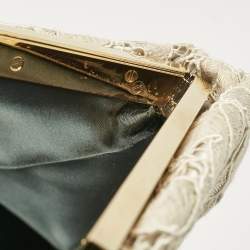 Dolce & Gabbana Beige Brocade Lace Frame Clutch