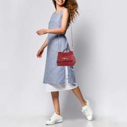 Dolce & Gabbana Red Lizard Embossed Leather Small Crystals DG Miss Sicily Bag
