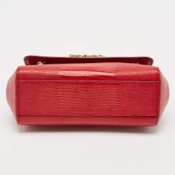Dolce & Gabbana Red Lizard Embossed Leather Small Crystals DG Miss Sicily Bag