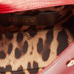 Dolce & Gabbana Red Lizard Embossed Leather Small Crystals DG Miss Sicily Bag