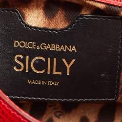 Dolce & Gabbana Red Lizard Embossed Leather Small Crystals DG Miss Sicily Bag