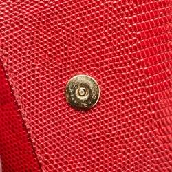 Dolce & Gabbana Red Lizard Embossed Leather Small Crystals DG Miss Sicily Bag