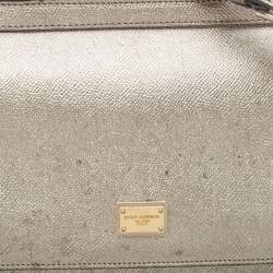 Pre Owned Dolce & Gabbana Silver Leather Medium Miss Sicily Top Handle Bag