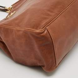 Pre Owned Dolce & Gabbana Brown Leather Miss Sicily Tote