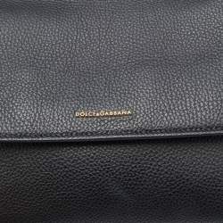 Pre Owned Dolce & Gabbana Black Leather Large Soft Miss Sicily Top Handle Bag
