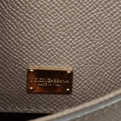 Pre Owned Dolce & Gabbana Grey Leather Medium Miss Sicily Top Handle Bag