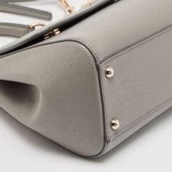 Pre Owned Dolce & Gabbana Grey Leather Medium Miss Sicily Top Handle Bag