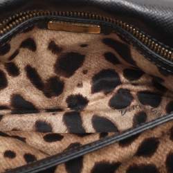 Dolce & Gabbana Black Leather Miss Sicily Chain Top Handle Bag