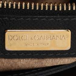 Dolce & Gabbana Black Leather Miss Sicily Chain Top Handle Bag
