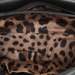 Dolce & Gabbana Black Leather Miss Sicily Chain Top Handle Bag