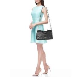 Dolce & Gabbana Black Leather Miss Sicily Chain Top Handle Bag