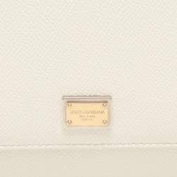 Pre Owned Dolce & Gabbana White Leather Miss Sicily Von Wallet On Chain
