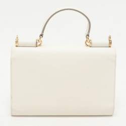 Pre Owned Dolce & Gabbana White Leather Miss Sicily Von Wallet On Chain