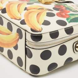 Dolce & Gabbana White/Multicolor Printed Leather Dolce Box Top Handle Bag