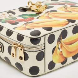 Dolce & Gabbana White/Multicolor Printed Leather Dolce Box Top Handle Bag