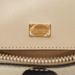 Dolce & Gabbana White/Multicolor Printed Leather Dolce Box Top Handle Bag