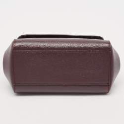 Pre Owned Dolce & Gabbana Dark Purple Leather Mini Miss Sicily Top Handle Bag