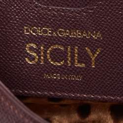 Pre Owned Dolce & Gabbana Dark Purple Leather Mini Miss Sicily Top Handle Bag