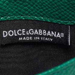Dolce & Gabbana Green/White Leather Banana Leaf Printed Card Case
