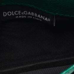 Dolce & Gabbana Green/White Leather Banana Leaf Printed Card Case