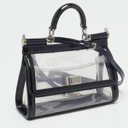 Pre Owned Dolce & Gabbana Black/Clear PVC Mini Miss Sicily Top Handle Bag