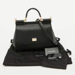 مملوكة مسبقًا Dolce & Gabbana Black Leather Large Miss Sicily Top Handle Bag