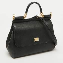 مملوكة مسبقًا Dolce & Gabbana Black Leather Large Miss Sicily Top Handle Bag