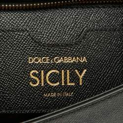مملوكة مسبقًا Dolce & Gabbana Black Leather Large Miss Sicily Top Handle Bag