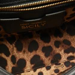 مملوكة مسبقًا Dolce & Gabbana Black Leather Large Miss Sicily Top Handle Bag