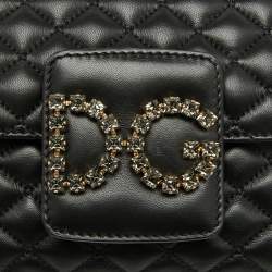 Pre Owned Dolce & Gabbana Black Quilted Leather DG Millennials Flap Shoulder Bag