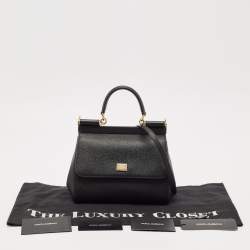 Pre Owned Dolce & Gabbana Black Leather Small Miss Sicily Top Handle Bag