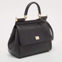 Pre Owned Dolce & Gabbana Black Leather Small Miss Sicily Top Handle Bag
