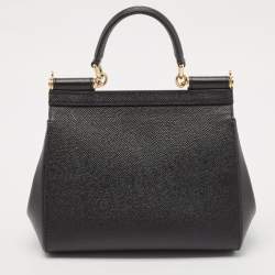Pre Owned Dolce & Gabbana Black Leather Small Miss Sicily Top Handle Bag