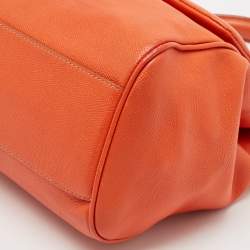 Dolce & Gabbana Orange Leather Large Miss Sicily Top Handle Bag
