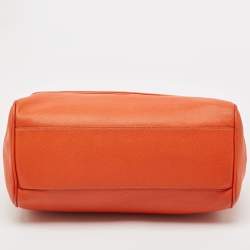 Dolce & Gabbana Orange Leather Large Miss Sicily Top Handle Bag