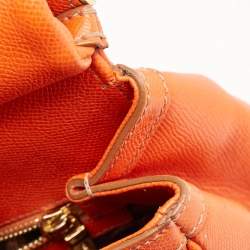 Dolce & Gabbana Orange Leather Large Miss Sicily Top Handle Bag