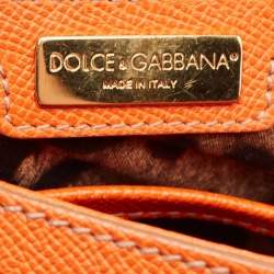 Dolce & Gabbana Orange Leather Large Miss Sicily Top Handle Bag