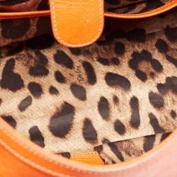 Dolce & Gabbana Orange Leather Large Miss Sicily Top Handle Bag