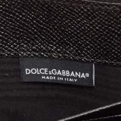 Pre Owned Dolce & Gabbana Black Leather Zip Continental Wallet