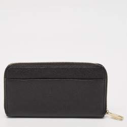 Pre Owned Dolce & Gabbana Black Leather Zip Continental Wallet