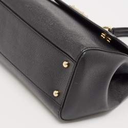Pre Owned Dolce & Gabbana Black Leather Medium Miss Sicily Top Handle Bag