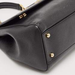 Pre Owned Dolce & Gabbana Black Leather Medium Miss Sicily Top Handle Bag
