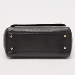 Pre Owned Dolce & Gabbana Black Leather Medium Miss Sicily Top Handle Bag