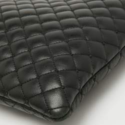 Pre Owned Dolce & Gabbana Black Quilted Leather Top Zip Pouch
